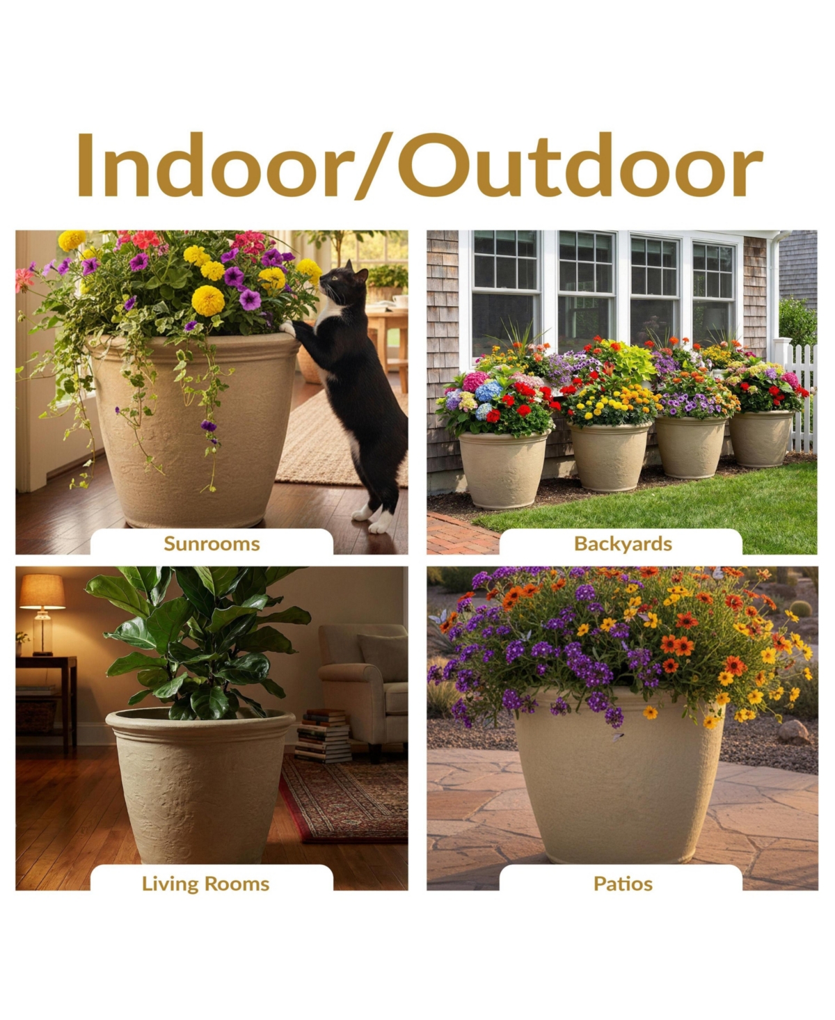 Indoor/Outdoor Patio, Garden, or Porch Weather-Resistant Double-Walled Anjelica Flower Pot Planter - 20" Sable Finish