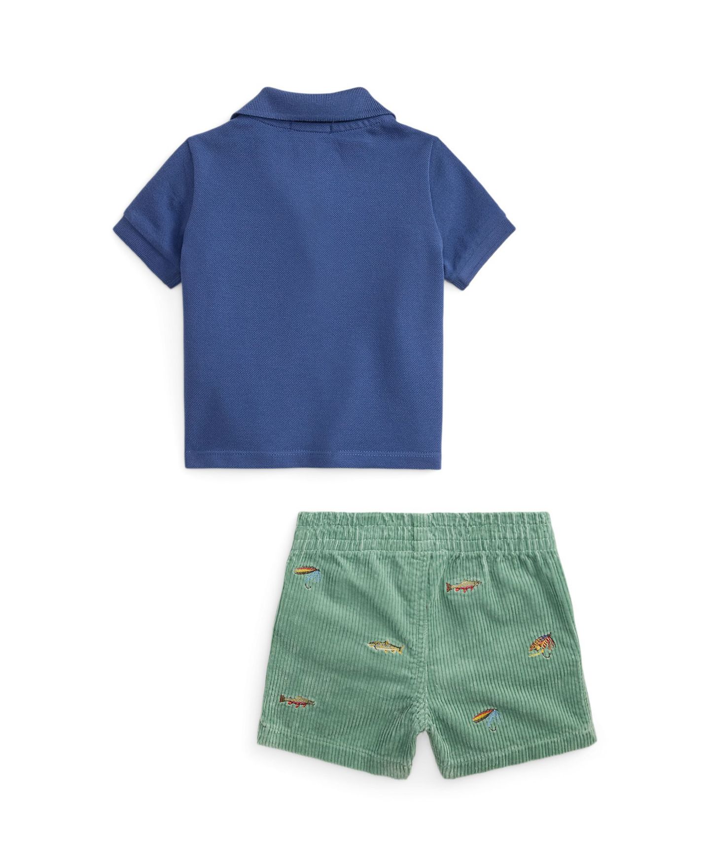 Детский комплект Polo Ralph Lauren для малыша: сетчатая рубашка-поло и шорты, 2 предмета, цвет: Королевский синий — фото 2