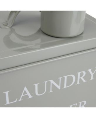 Storied Home Metal Laundry Powder Container with Lid and Scoop, Grey