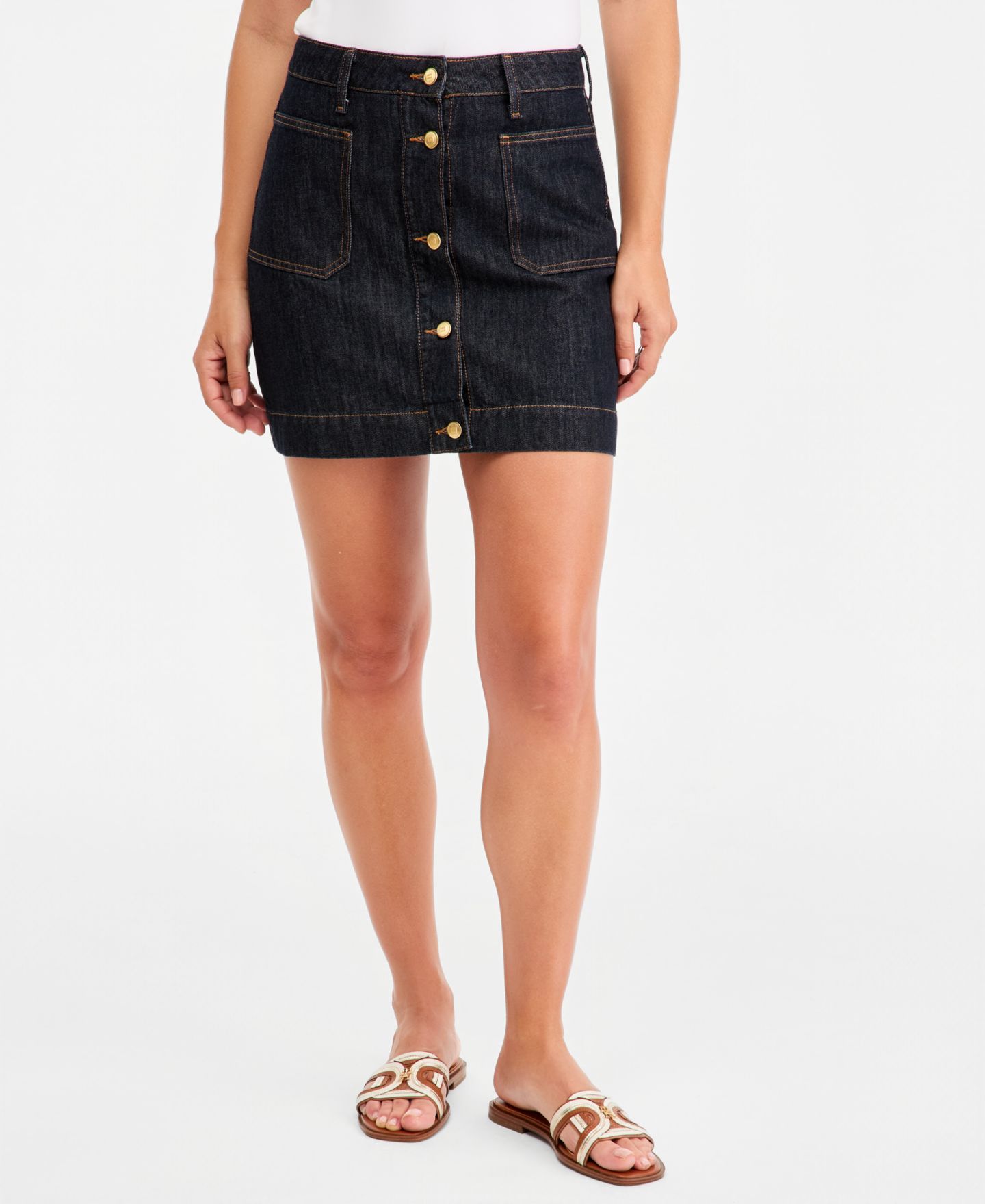 Женские юбки Tommy Hilfiger Cotton Denim High-Rise Miniskirt, цвет: Rinse — фото 3