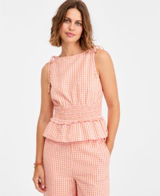 Women's Smocking Sleeveless Cotton Blouse