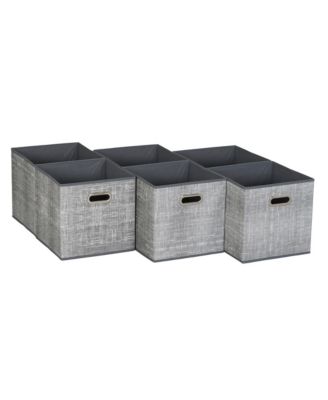 Fabric Storage Bins 6 Piece Set, Gray