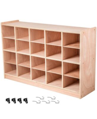 20-Compartment Mobile Cubby Storage Cabinet with Casters, 48 x 12 x 30 in