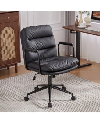 Mid Back  PU Leather Office Chair, 40degreeRecline Swivel Task Chair