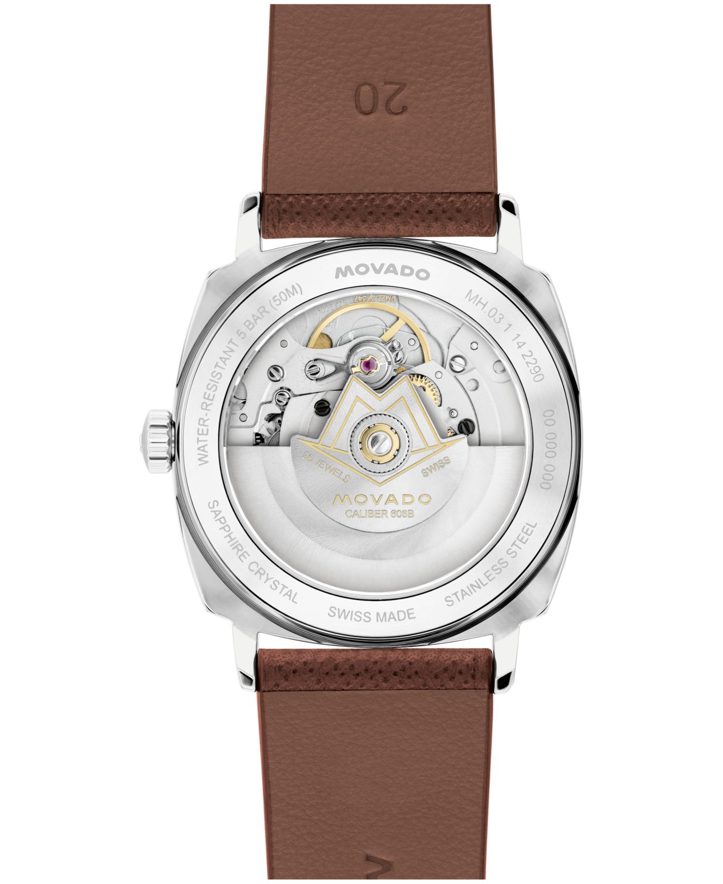 Мужские часы Movado Kingmatic Swiss Automatic Brown Leather Watch 35mm — фото 2