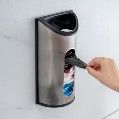 Wall-Mounted Trash Bag Dispenser Stainless Steel Plastic Bag Organizer Kitchen