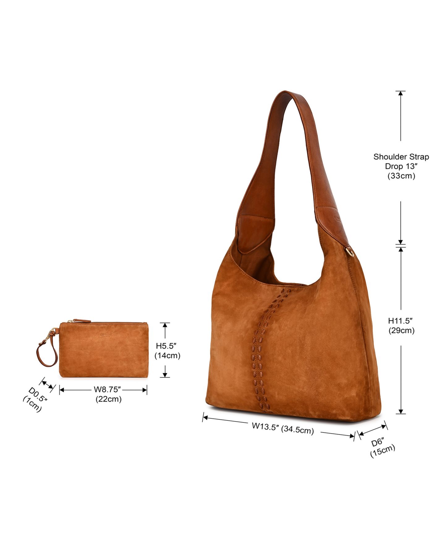 Женская сумка OLD TREND Hydrangea Medium Vintage Ombre Hobo Handbag, цвет: Коньячный коричневый — фото 5