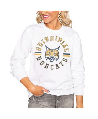 Women's White Quinnipiac Bobcats Oversized Days Perfect Crew Sweatshirt