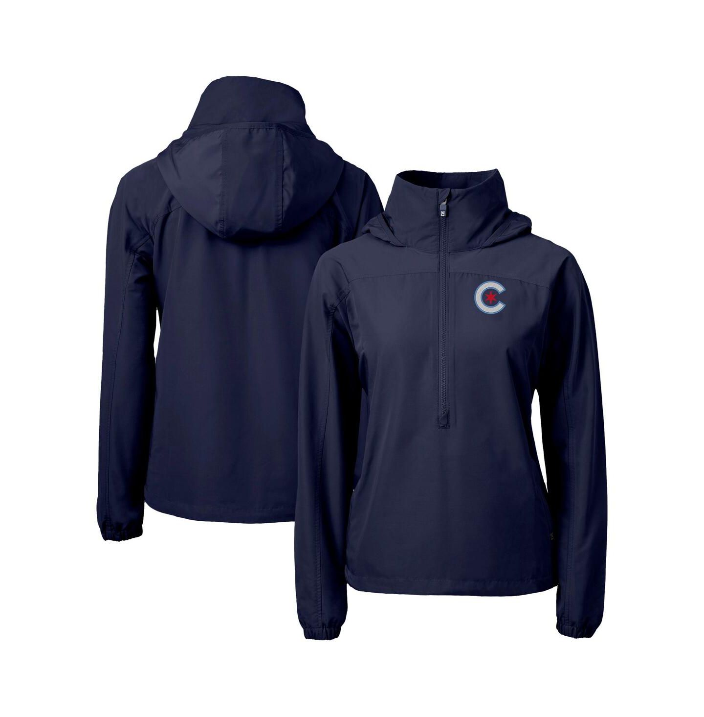 Женская куртка Cutter & Buck Navy Chicago Cubs City Connect Charter Eco Half-Zip Anorak — фото 1