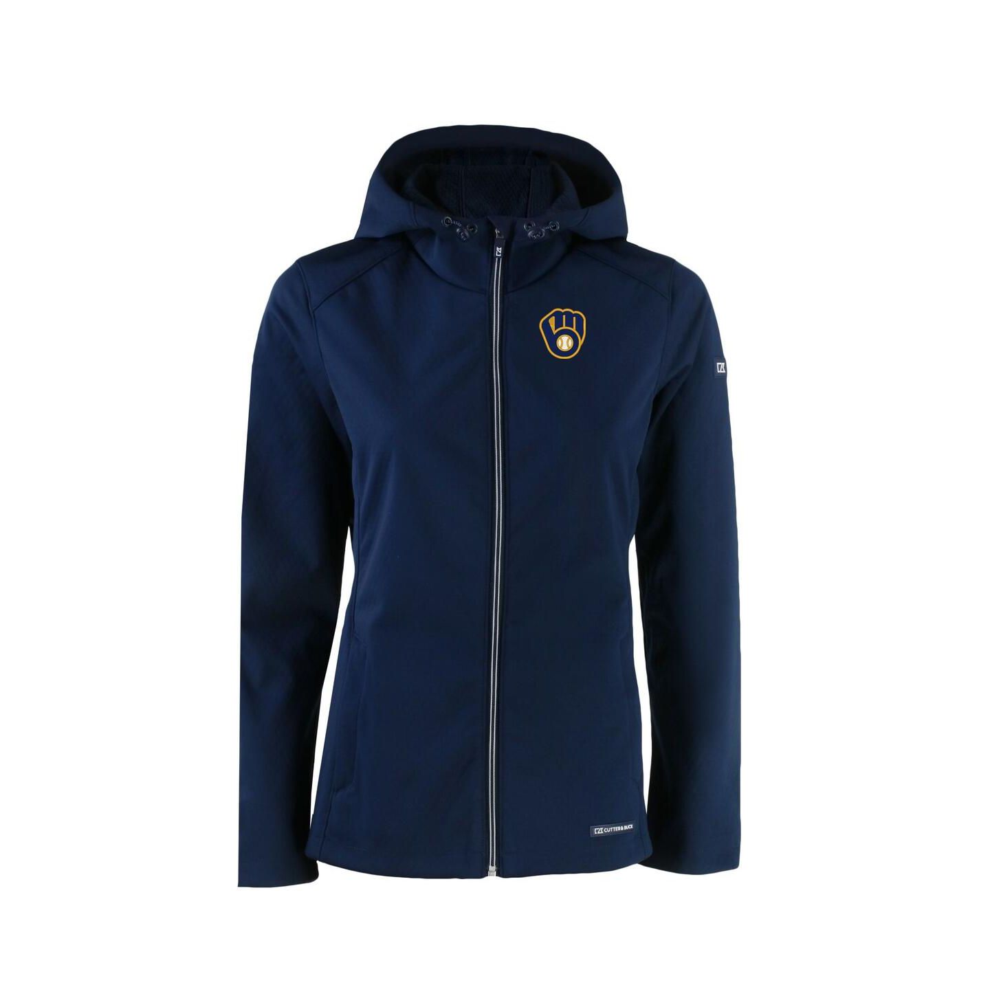 Женская куртка Cutter & Buck Navy Milwaukee Brewers Evoke Eco Softshell Full-Zip — фото 3