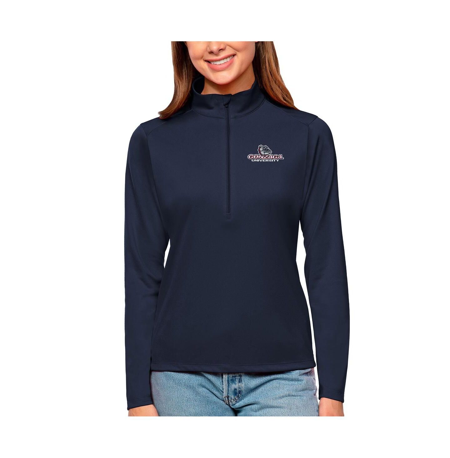 Женский свитер Antigua Navy Gonzaga Bulldogs Tribute Quarter-Zip Pullover Top — фото 1