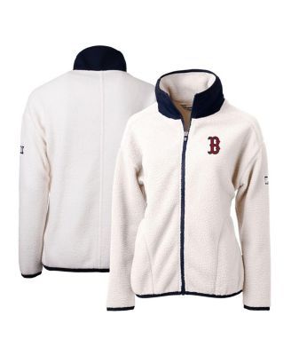 Women's White/Navy Boston Red Sox Cascade Eco Sherpa Fleece Full-Zip Jacket