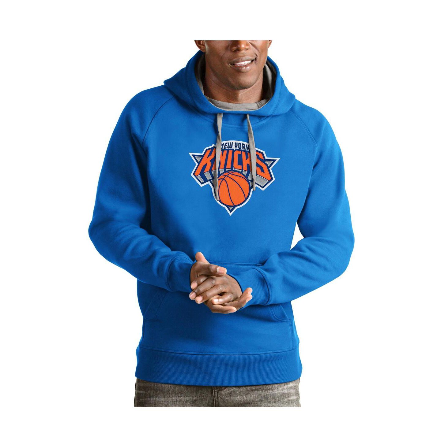 Мужское худи Antigua Blue New York Knicks Team Logo Victory Pullover — фото 1