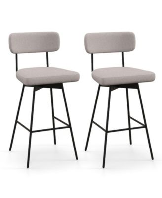 2 Piece 29 Inch Counter Height Upholstered Swivel Bar Stool Set
