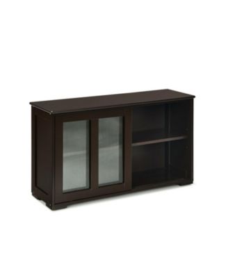 Sliding Glass Door Sideboard Buffet Cabinet with Adjustable Shelves
