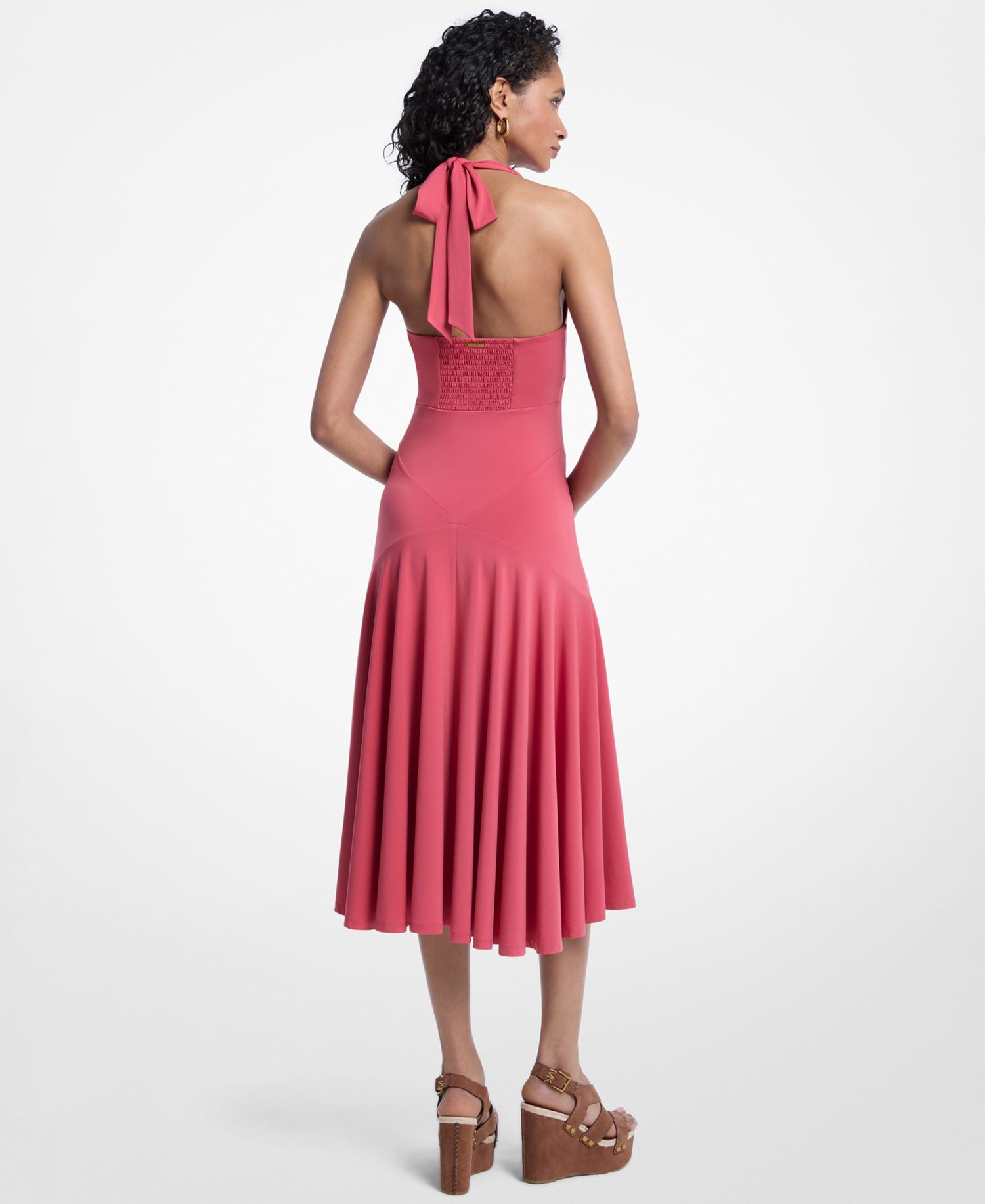 Women's Halter V-Neck Midi Dress