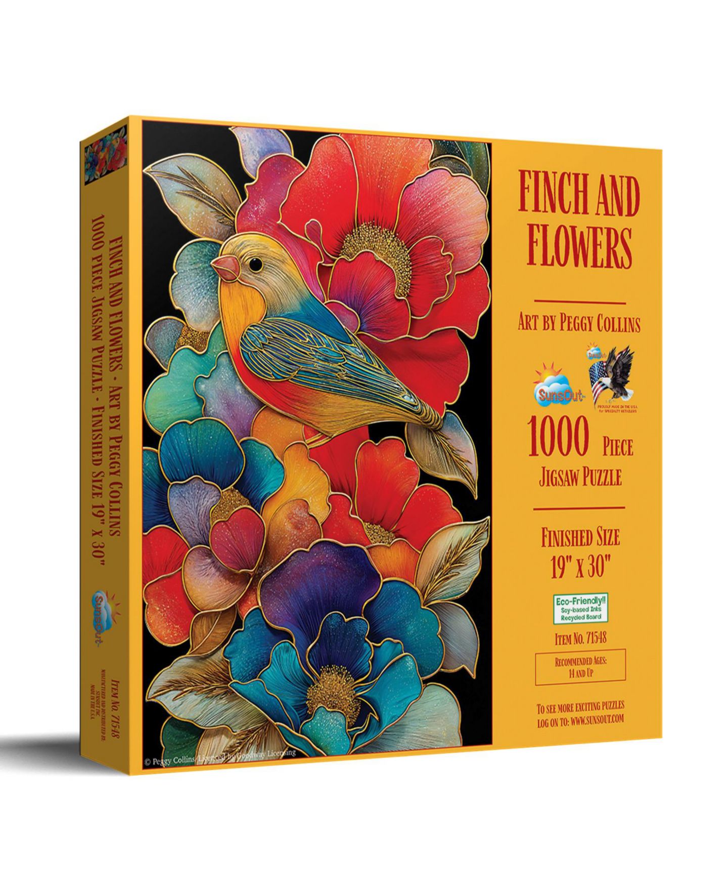 Детский пазл SunsOut Finch and Flowers 1000 Piece Jigsaw Puzzle, Ages 15+ — фото 1