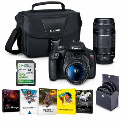 EOS Rebel T7 24.1MP DSLR Camera with EF-S 18-55mm f/3.5-5.6 IS II Lens and EF 75-300mm f/4-5.6 III Lens - Bundle with 32GB SDHC Card, 58mm