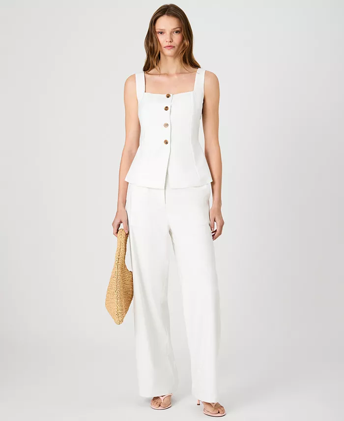 Women's Twill Square Neck Button-Down Top - thumbnail 2