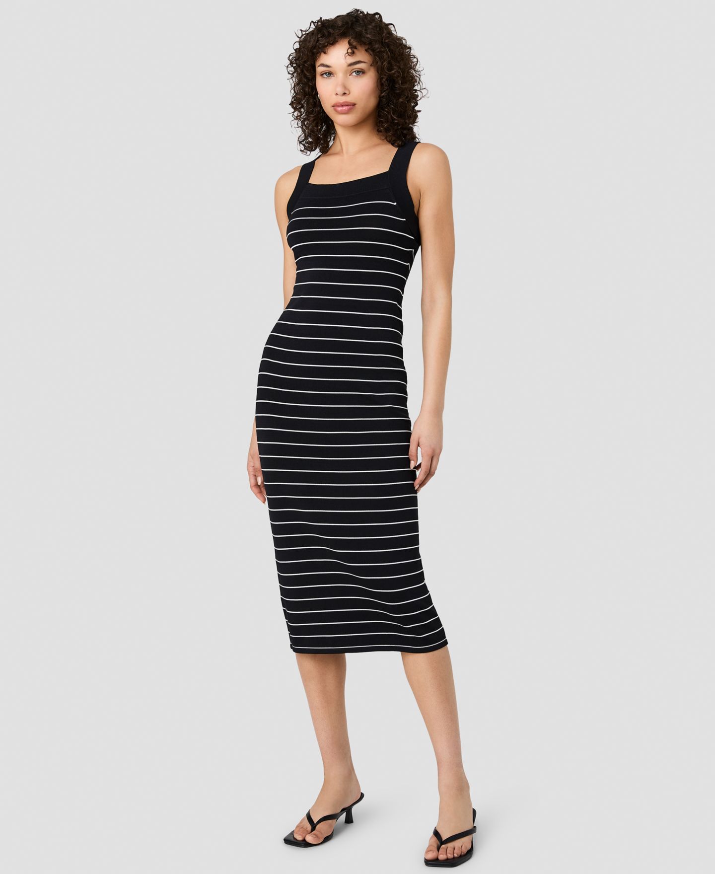 Женское платье French Connection Cross Back Bodycon Midi, цвет: Чёрный белый — фото 1