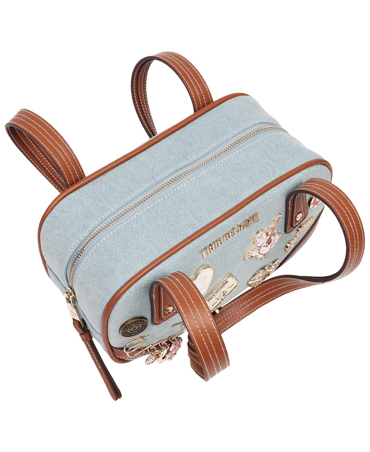 Женская сумка True Religion Arbor Multi Pin Logo Denim Satchel, цвет: Джинсовый — фото 6