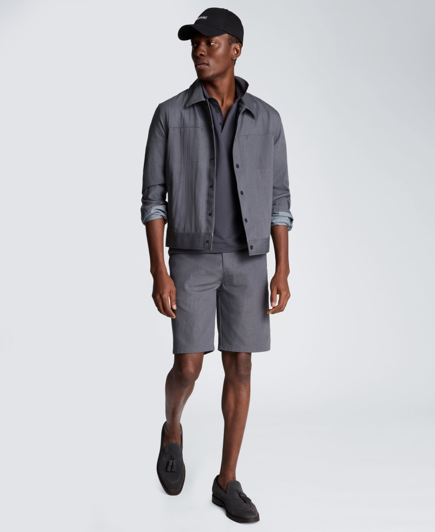 Мужское поло Kenneth Cole Seersucker Classic-Fit Polo Shirt, цвет: Угольный — фото 3
