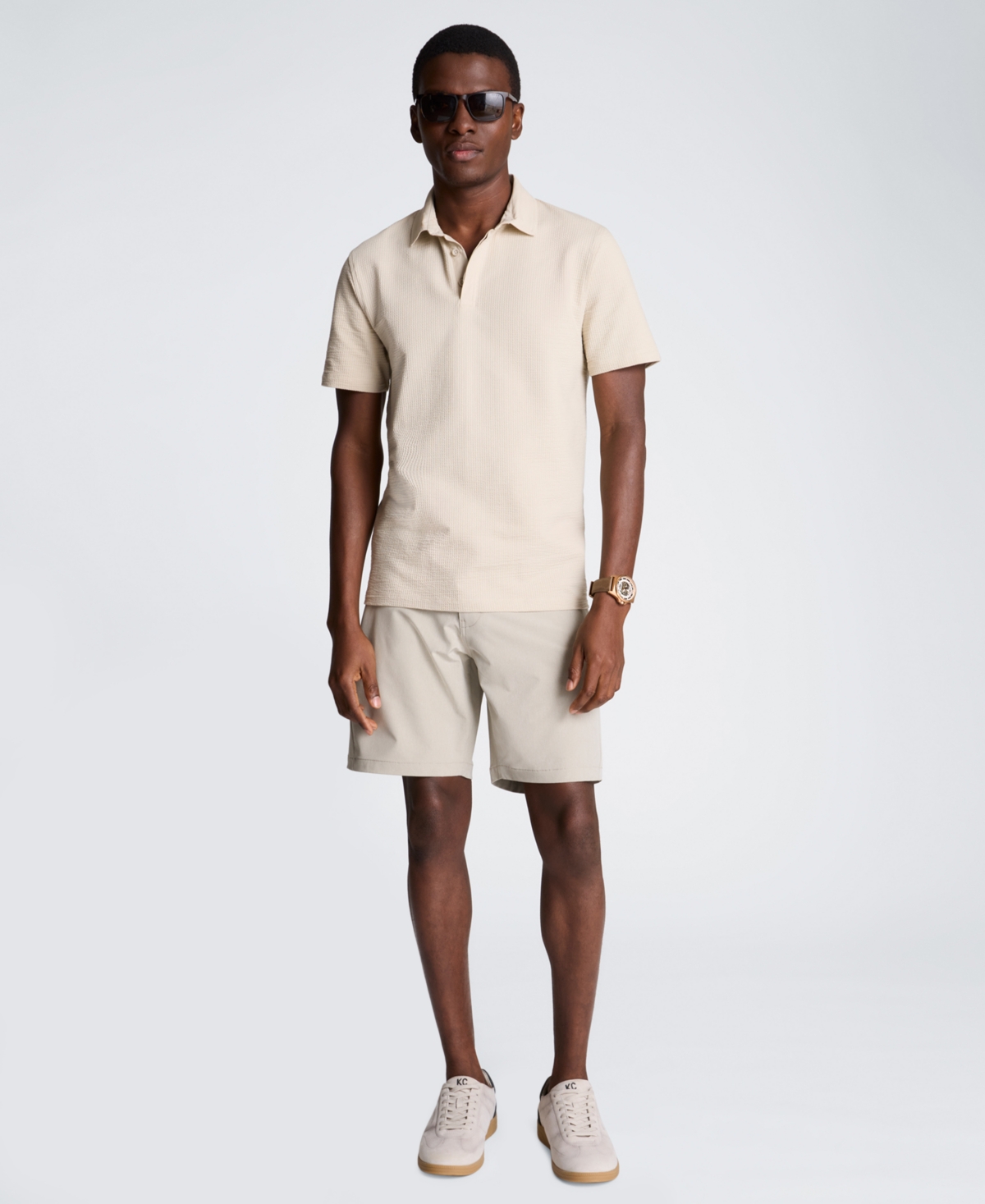 Kenneth Cole Men's Seersucker Polo Collar Shirt