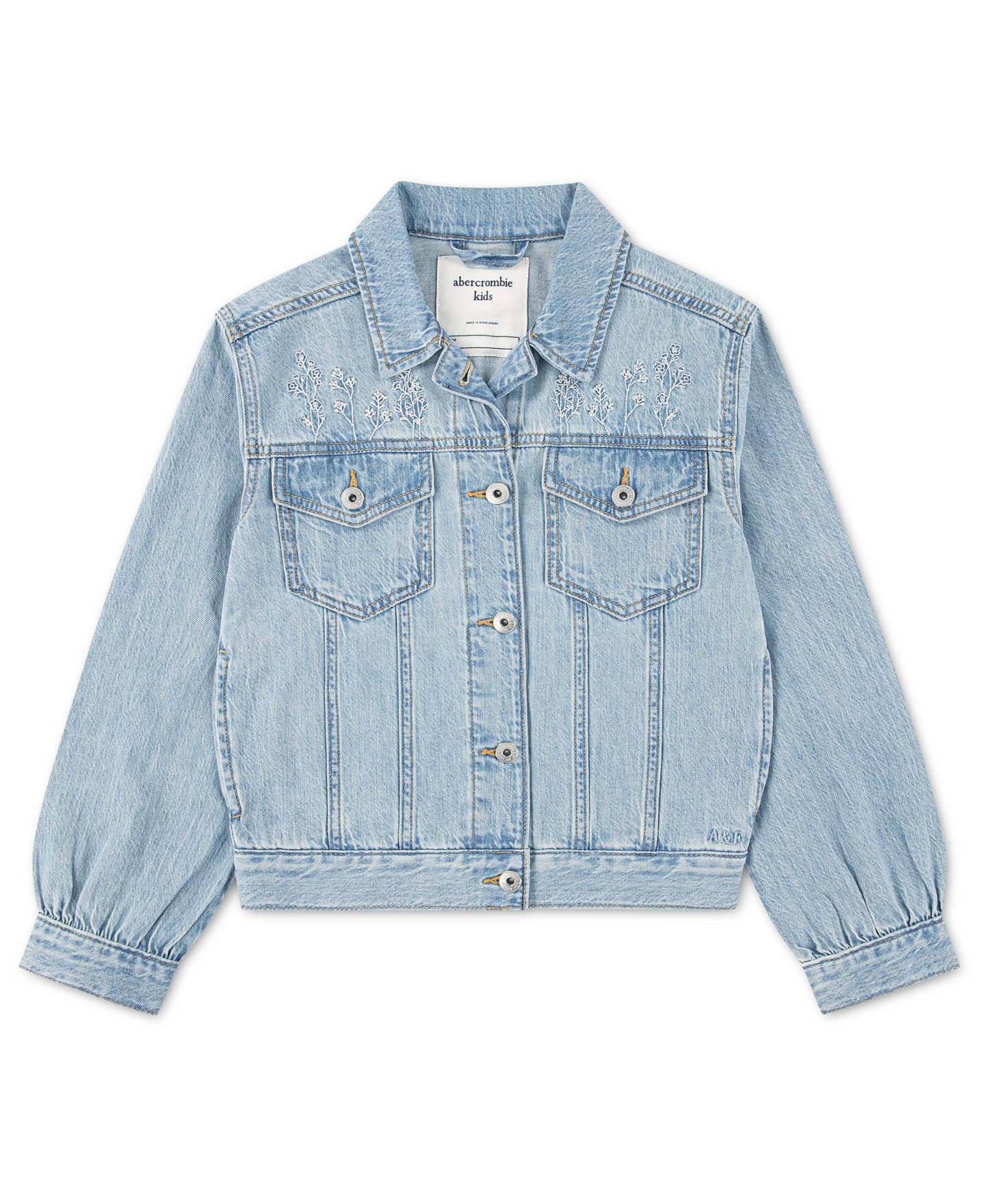 Куртка abercrombie kids Oversized Dobby Jacket для девочек-малышей, цвет: Синий — фото 1
