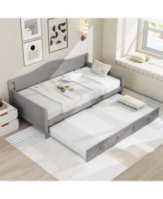 Twin Size Daybed with Pull-Out Trundle and Slats