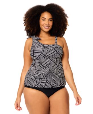 Plus Size Marita Trendy Printed Tankini Swim Top