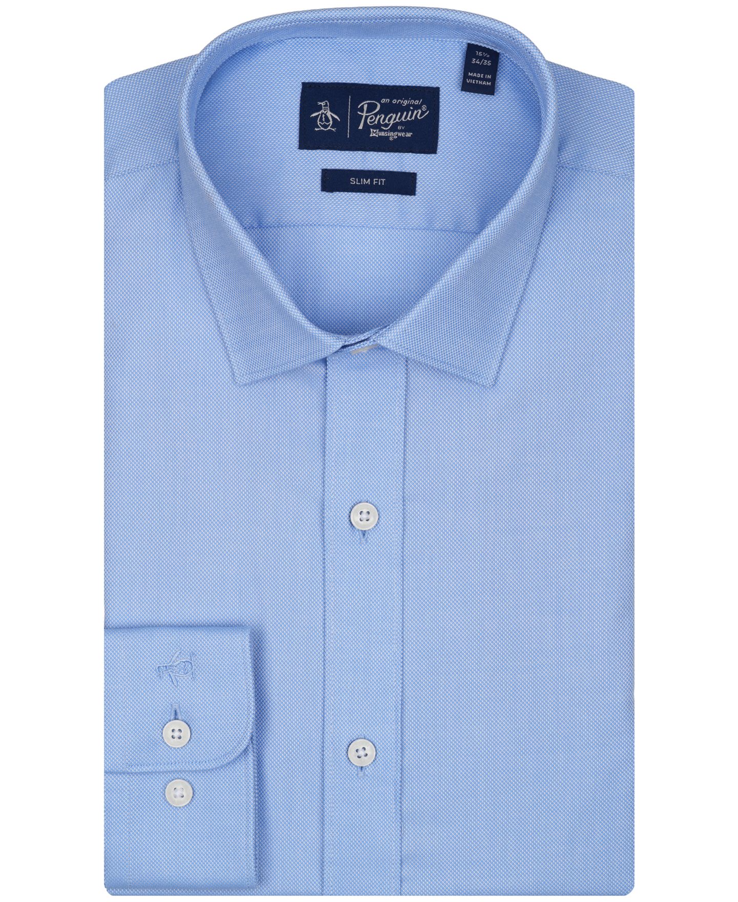 Мужская рубашка Original Penguin Slim-Fit Collared Oxford Dress Shirt, цвет: Синий — фото 6