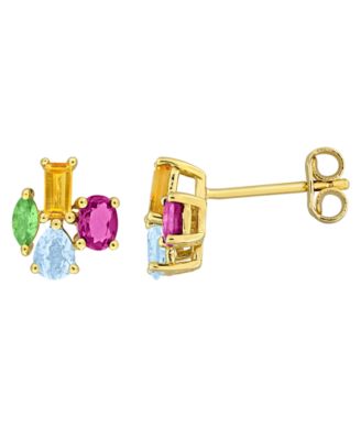 Multi-Gemstone (1 ct. t.w.) Earrings in 18k Gold Flash Plated Sterling Silver (Also Available in Blue Topaz & Amethyst)
