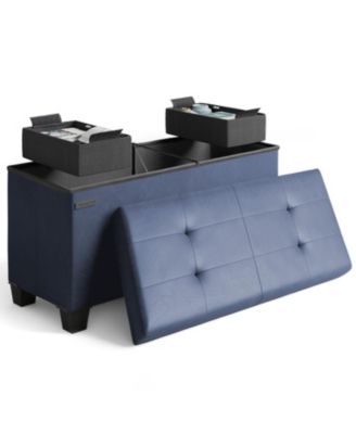 30 Inch Ottoman Storage Bench with Storage Bins - Leatherette or Fabric Finish