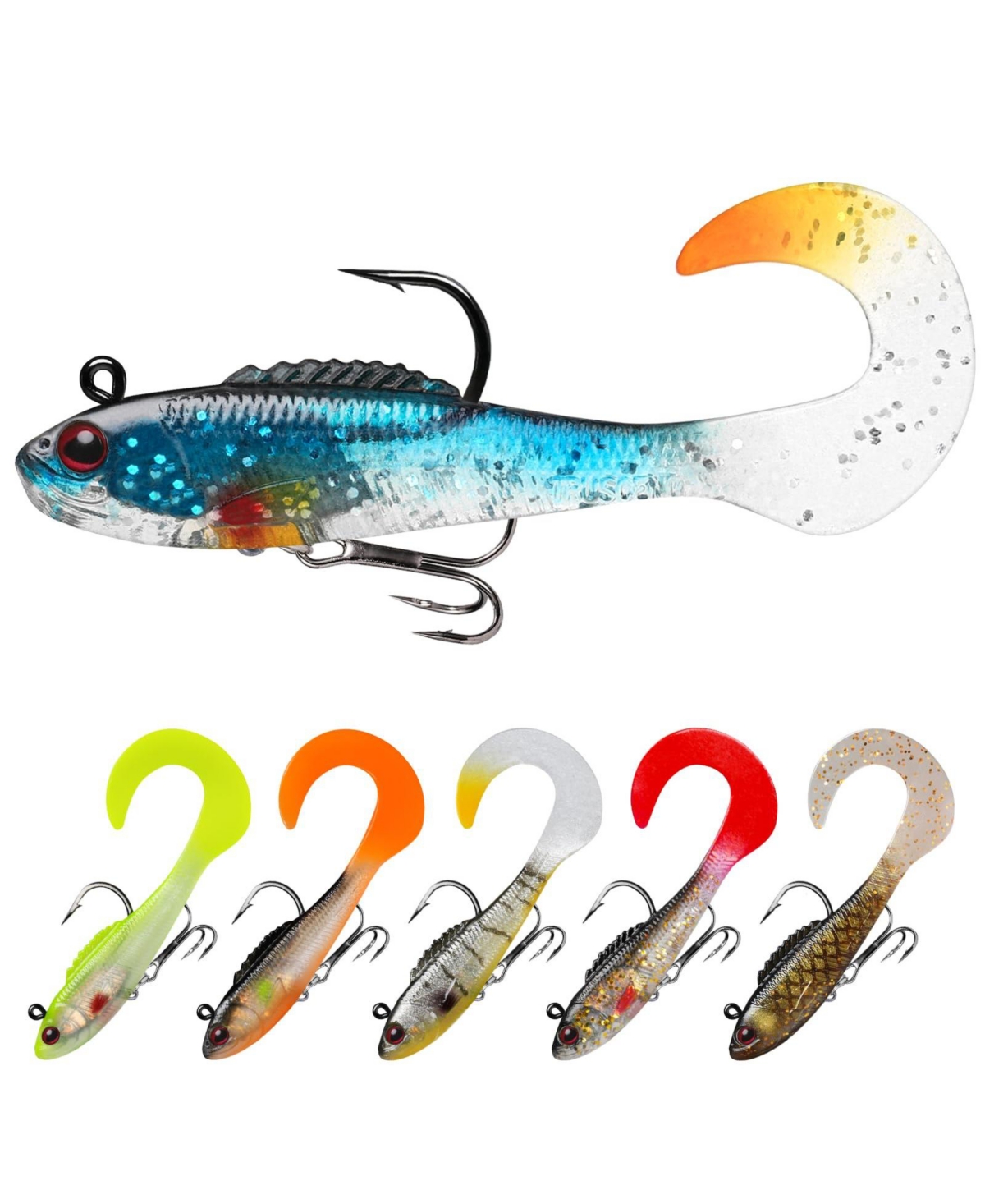 Gnuadz Easy Catch Pre-rigged Soft Swimbaits Vibrating Action Bass Fishing Lures