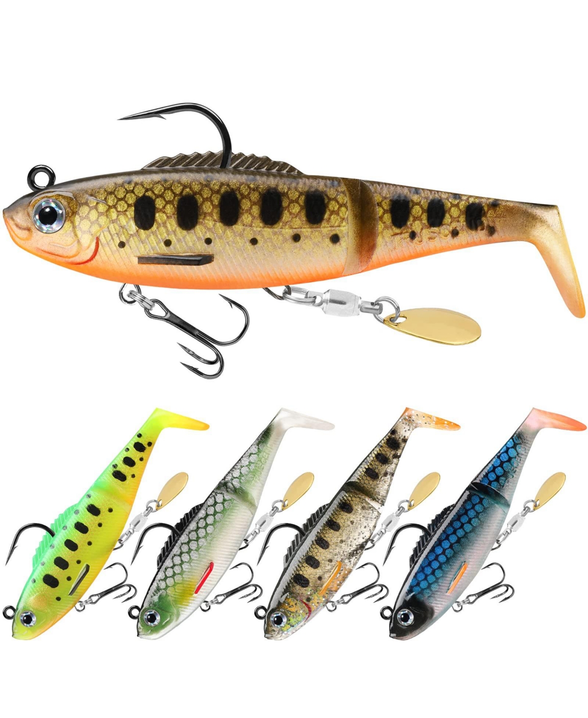 Gnuadz Easy Catch Pre-rigged Soft Swimbaits Vibrating Action Bass Fishing Lures