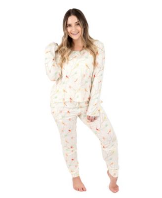 Women's Matching Family Two-Piece Cooling Bamboo Viscose Long Sleeve Pajamas - Nature and Wildlife Print