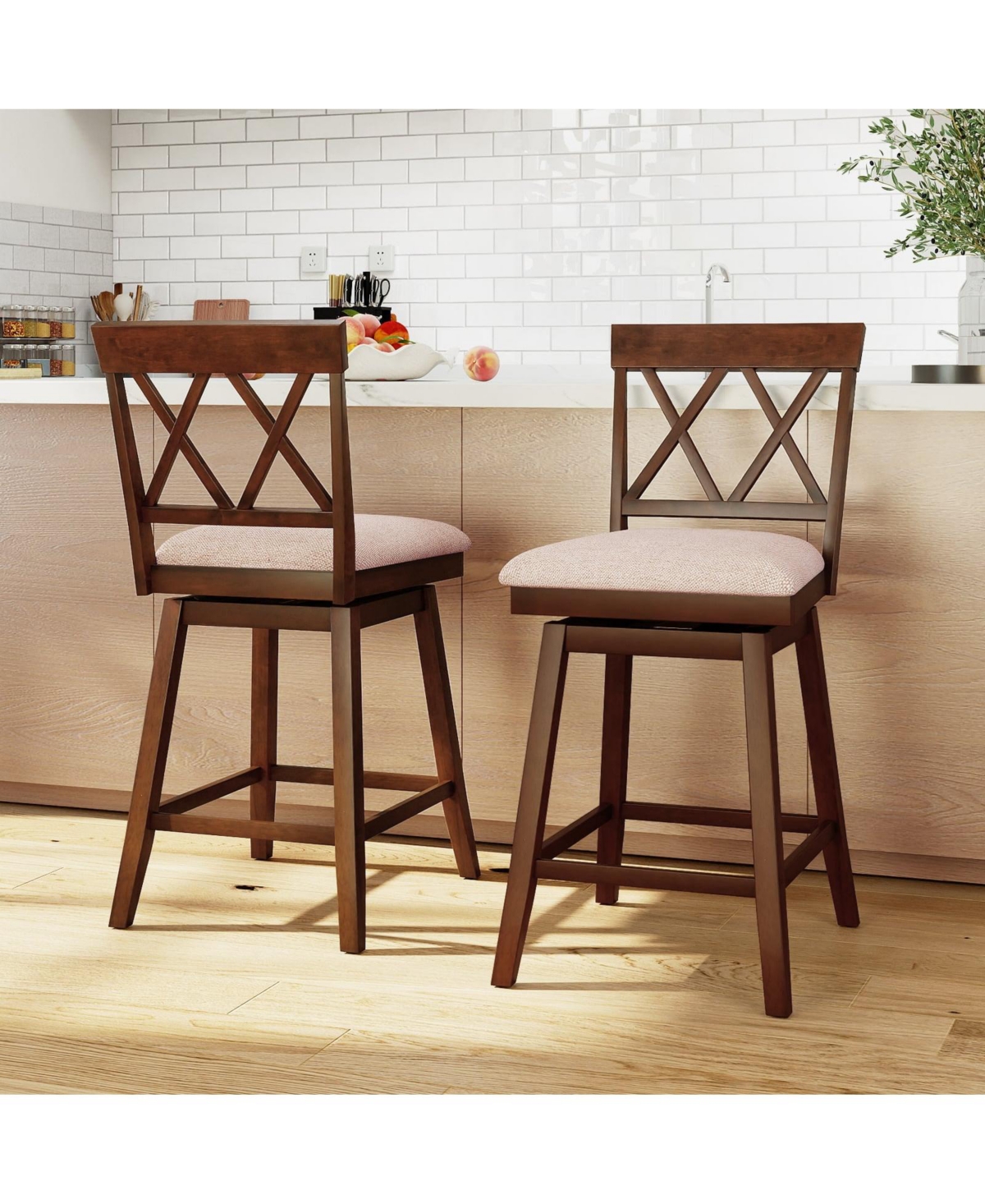 Slickblue Counter Height Bar Stools with Backrest And Upholstered Seat