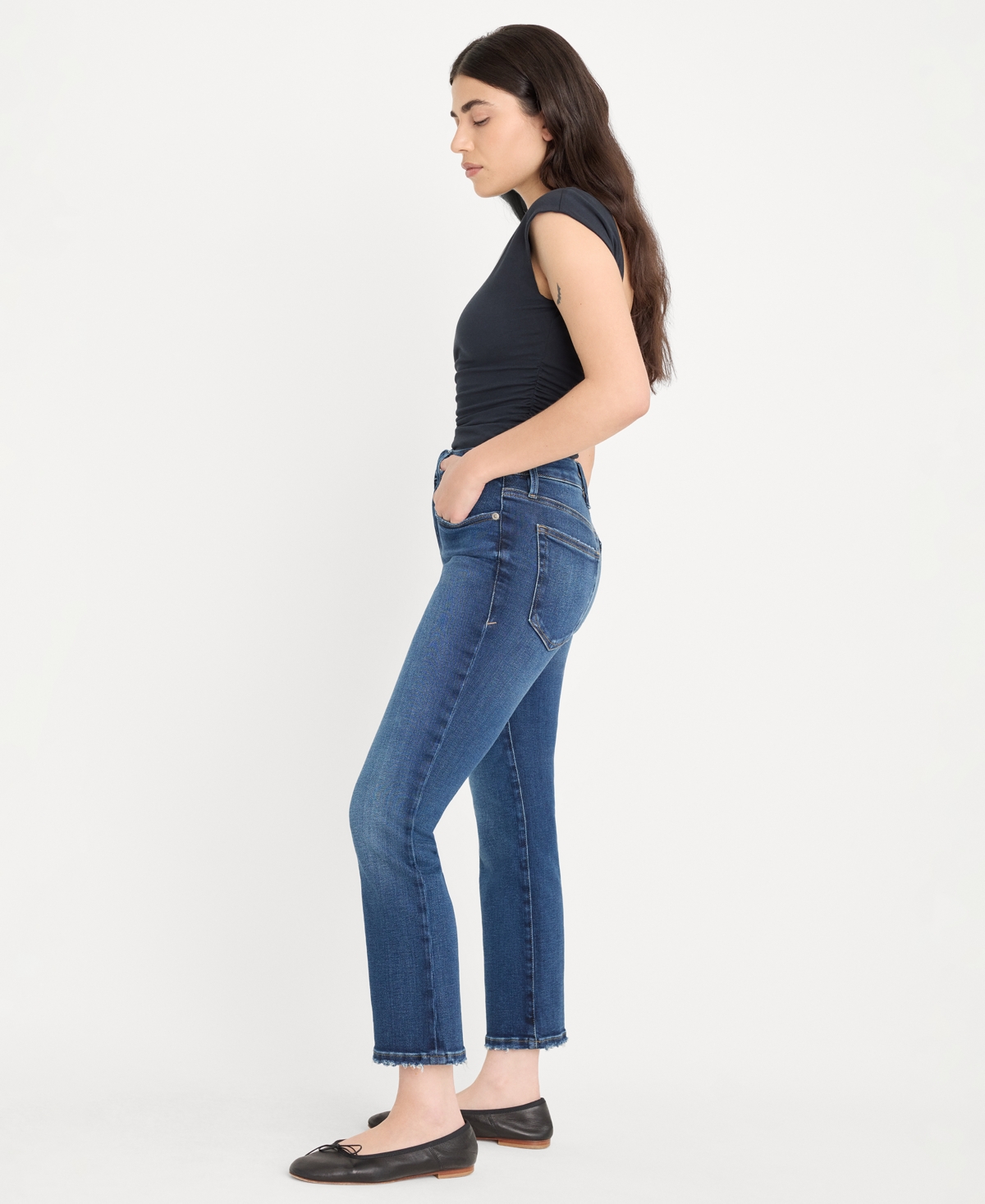 Good American Women's Soft Tech Mid-Rise Straight Jeans