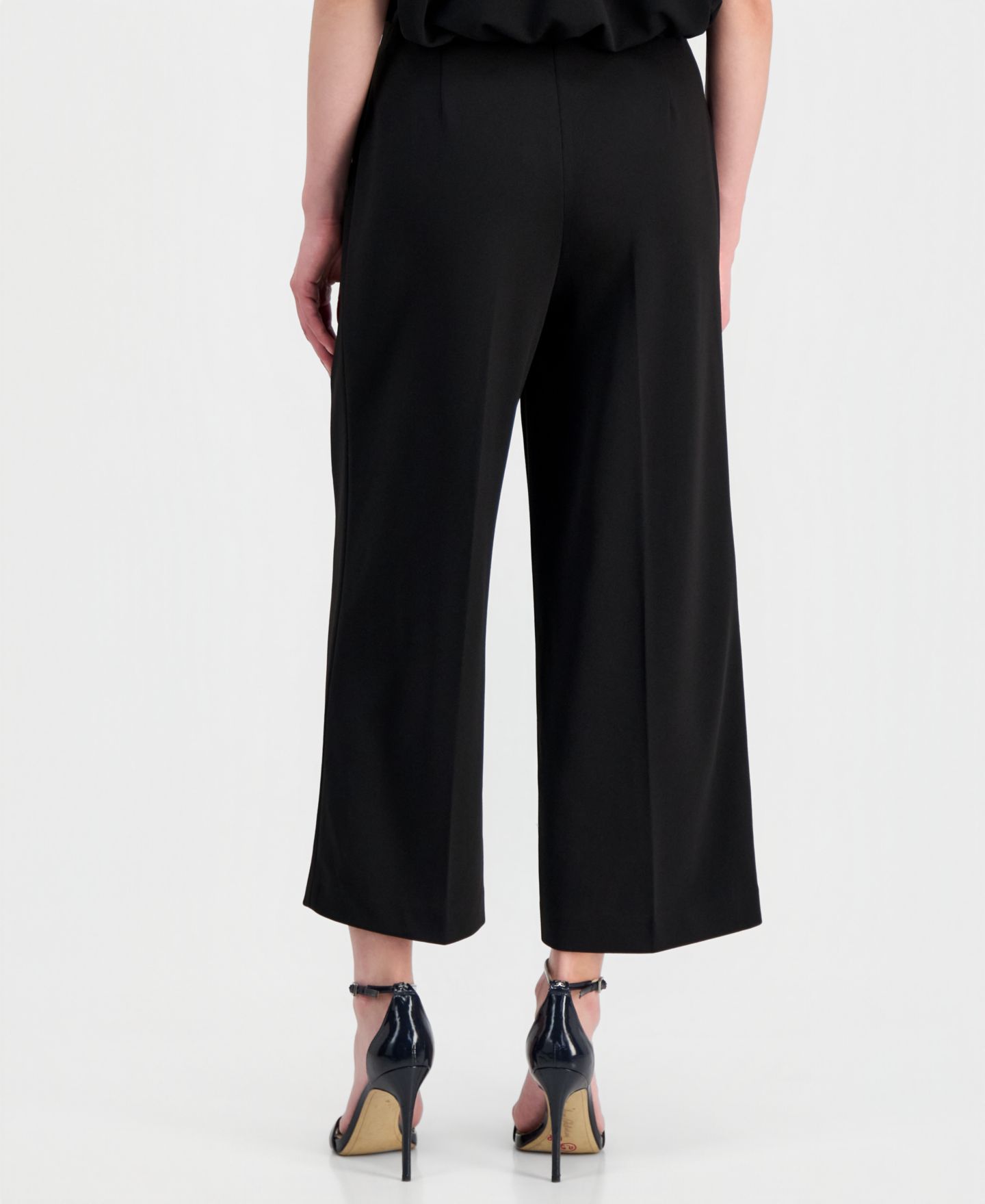 Женские брюки Anne Klein High-Rise Cropped Wide-Leg, цвет: Чёрный — фото 4