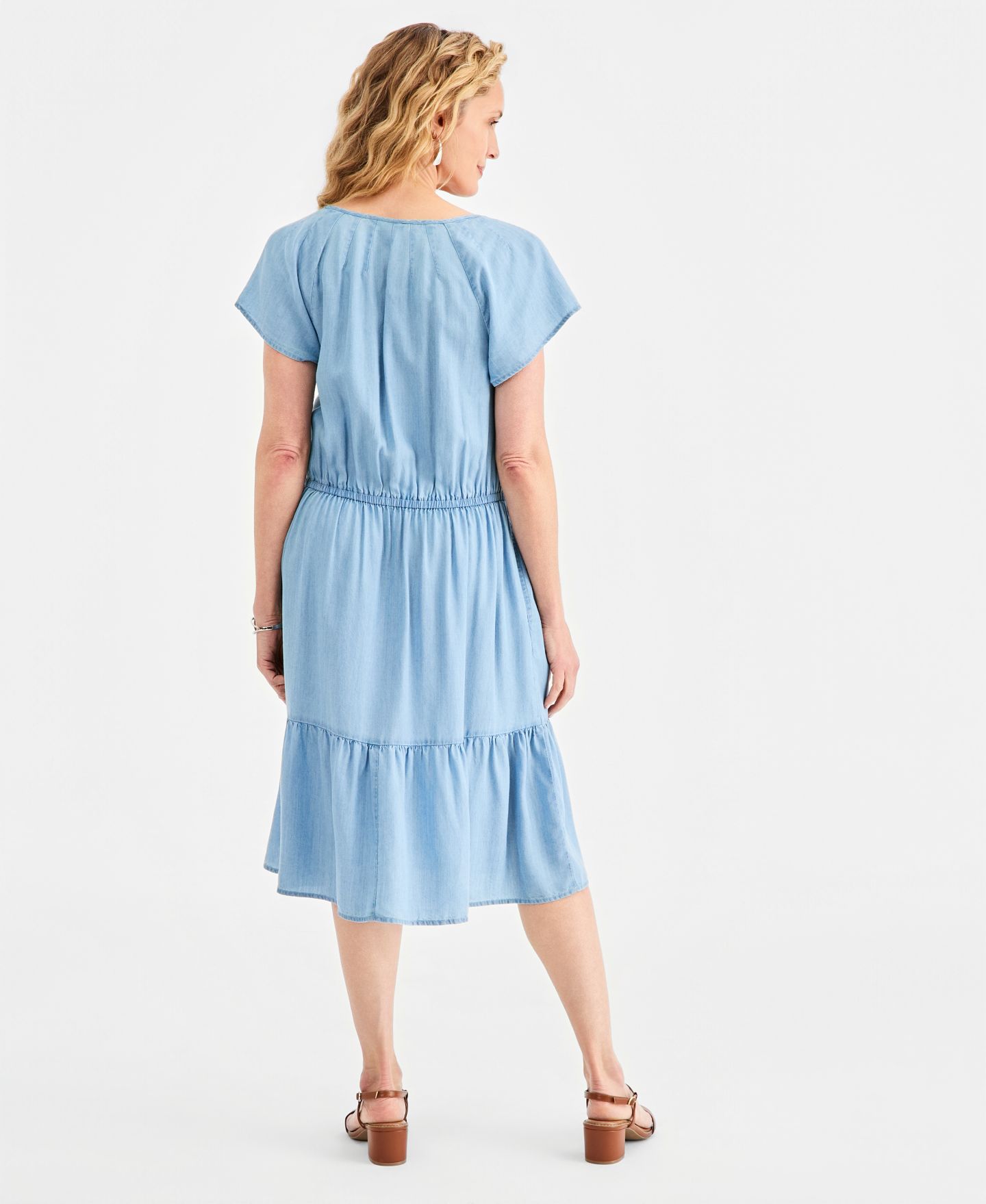 Женское платье Style & Co Tiered Chambray, цвет: Варёный — фото 5