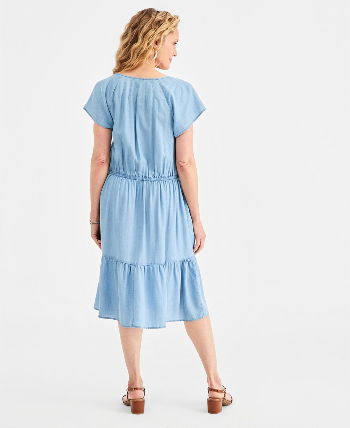 Style & Co Women's Tiered Chambray Dress, Macy's Exclusive view 5 — MAYCSS fashion products