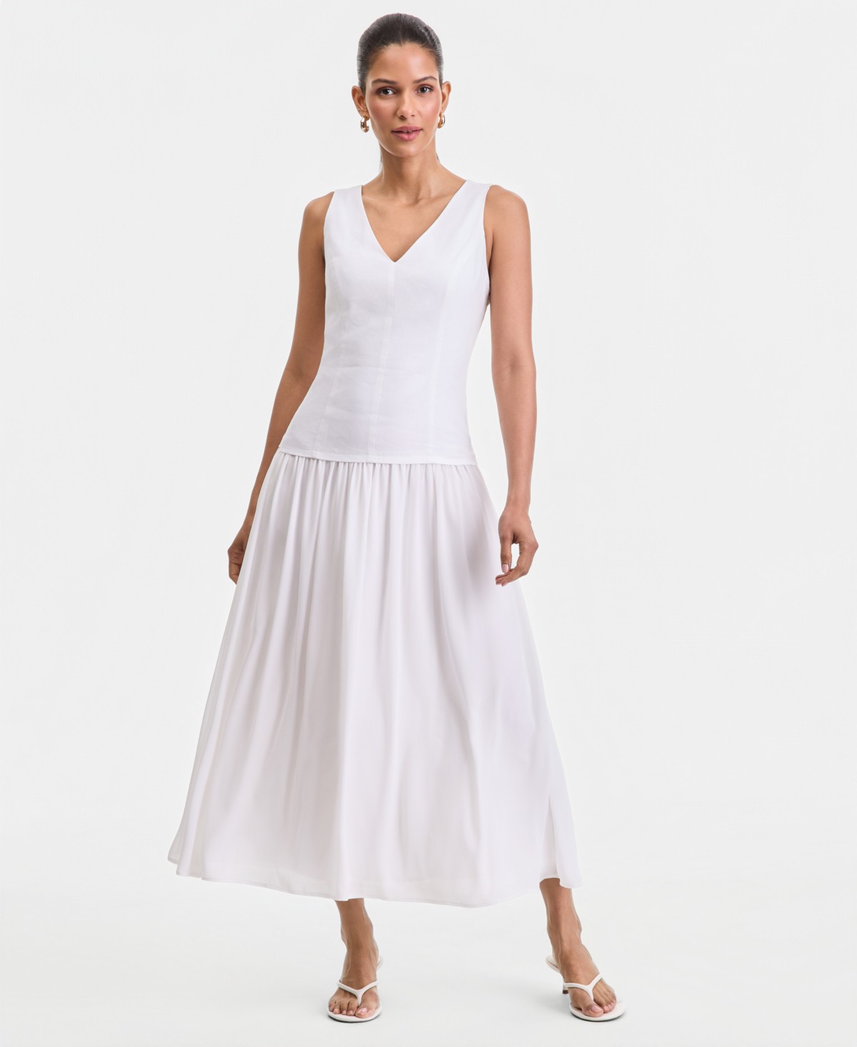 Женские платья I.N.C. International Concepts Women's Sleeveless Linen-Blend Drop-Waist Dress — фото 1