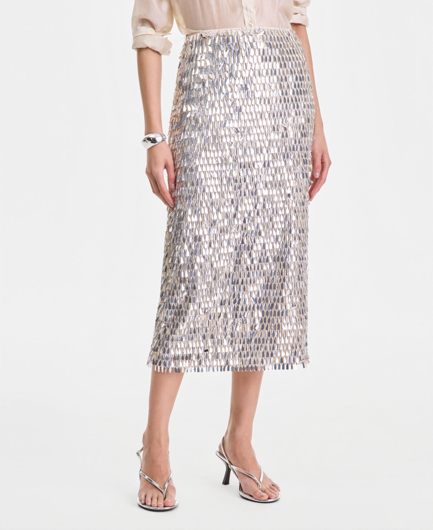 Женская юбка I.N.C. International Concepts Sequin Midi, цвет: Винтажный кремовый — фото 1