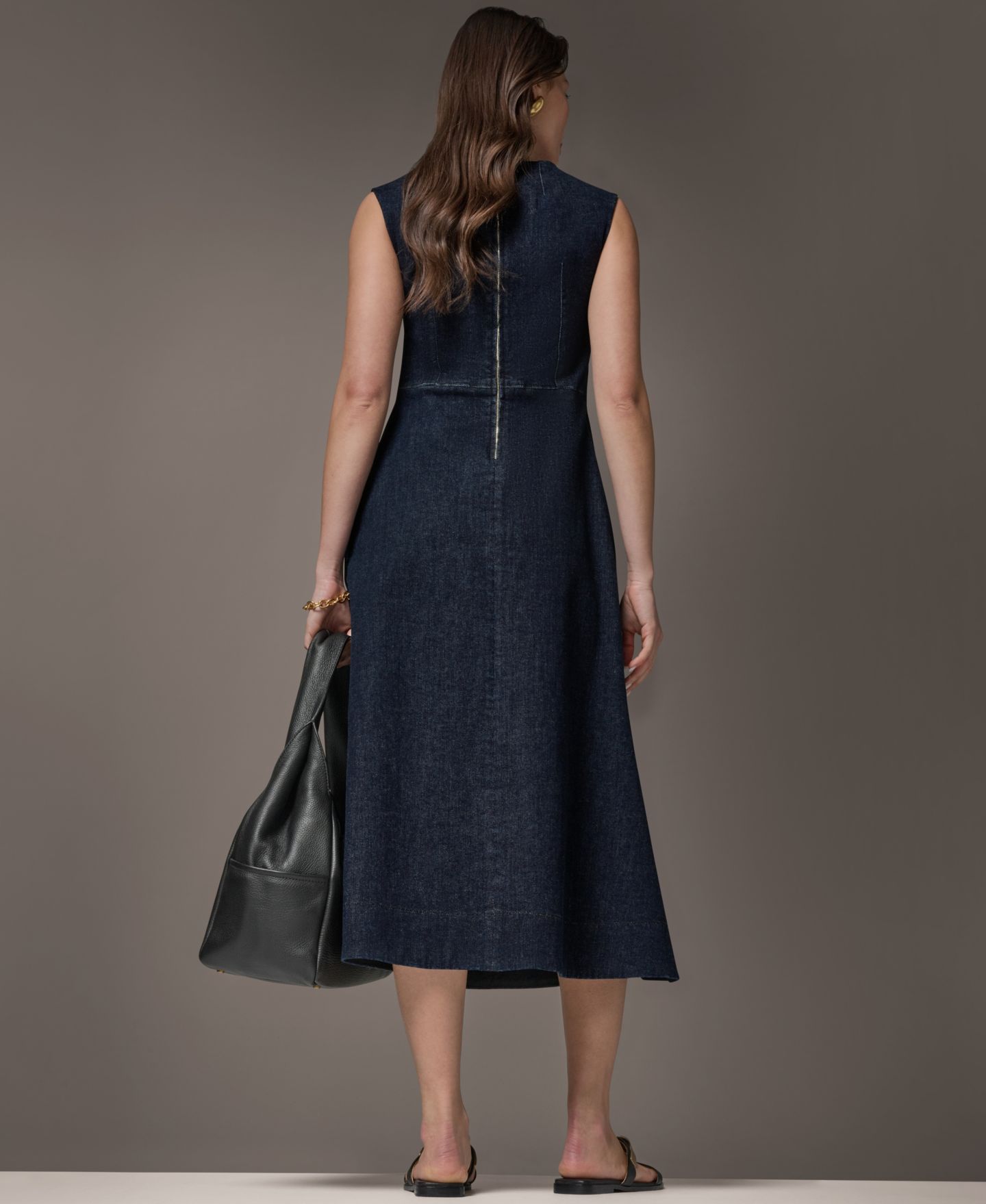 Женское платье Donna Karan Weekend Contrast Color Self-Belted V-Neck Midi, цвет: The Seneca — фото 7
