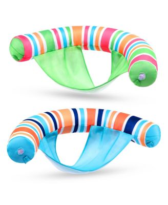 2 Packs Inflatable Pool Float Chair Sling Fabric Stripes