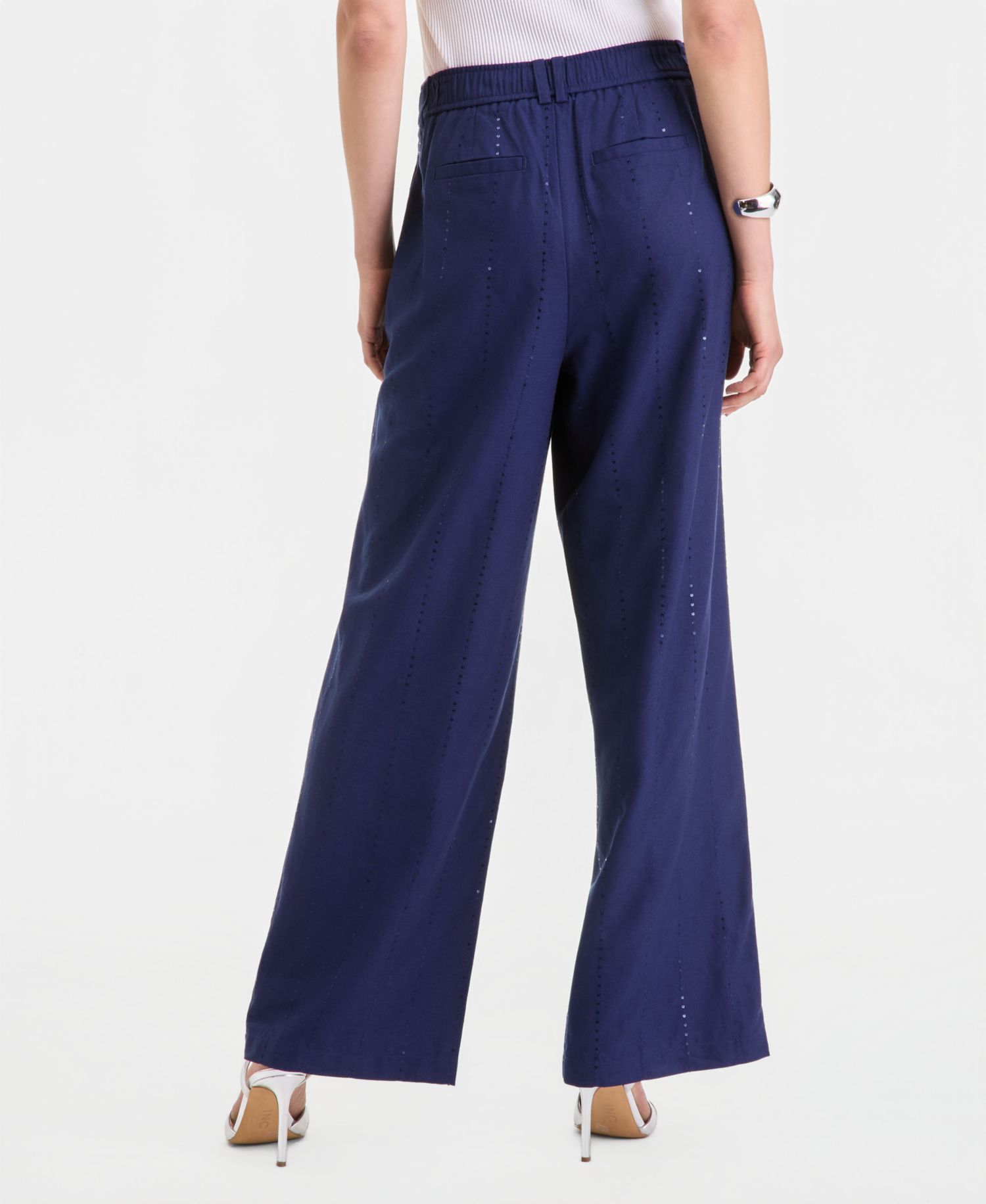 Women's Sequin Pinstripe Wide-Leg Pants