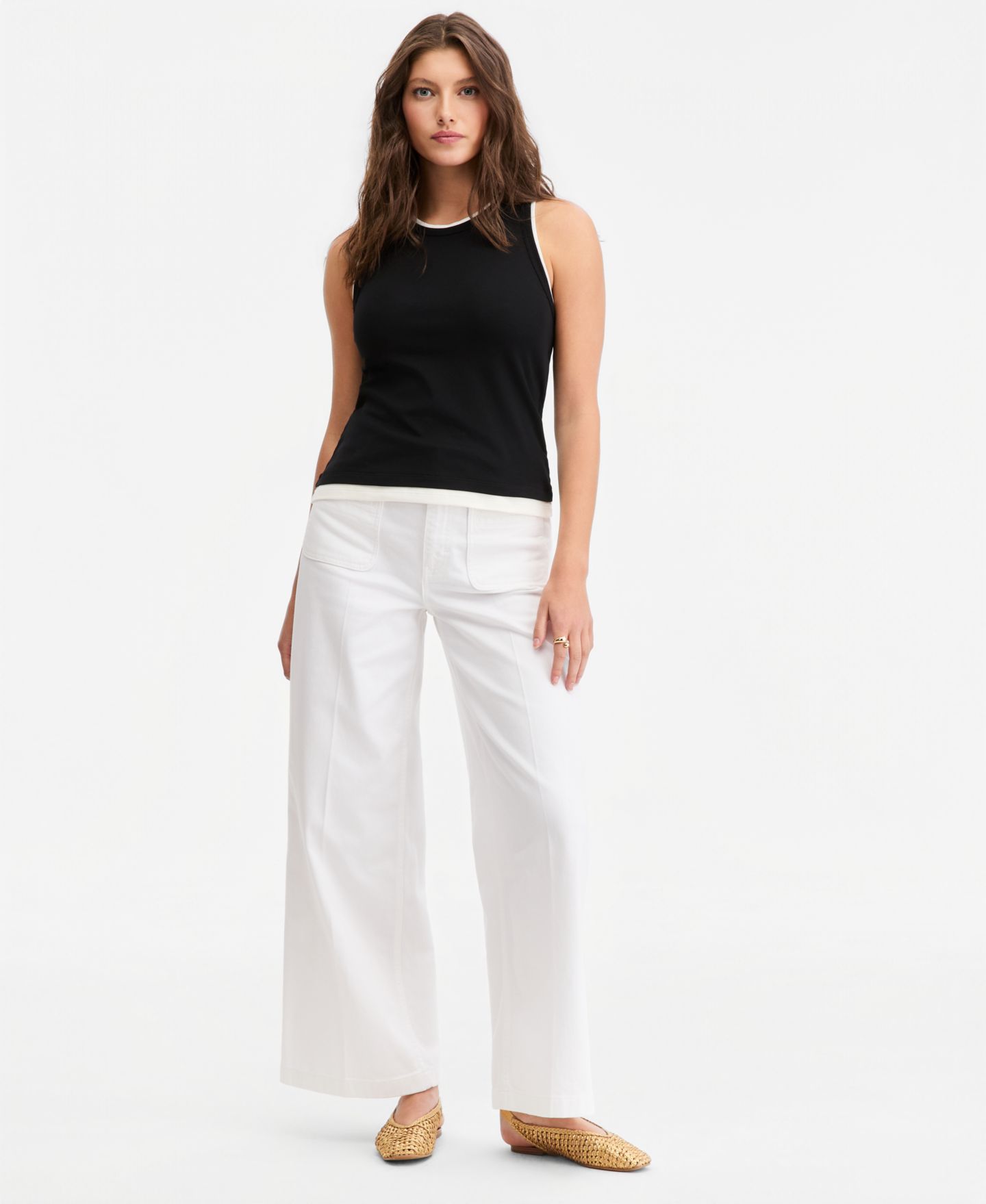 Женский топ On 34th Micro Rib Faux-Layered Tank Top, цвет: Глубокий чёрный — фото 3