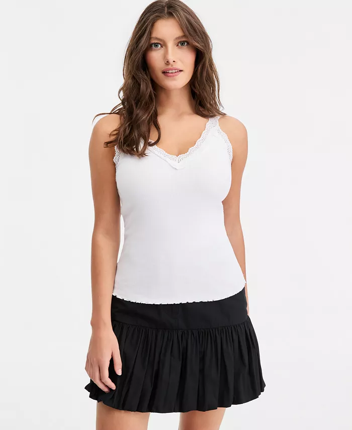 Women's Lace-Trim Ribbed Tank Top