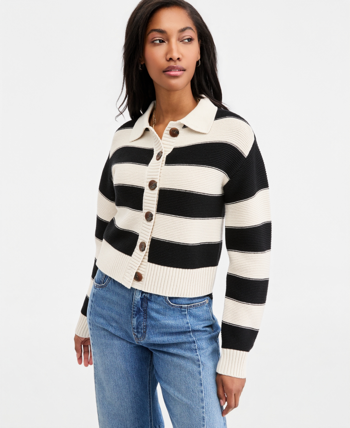 On 34th Women's Long Sleeve Bold Stripe Cardigan, Macy's Exclusive