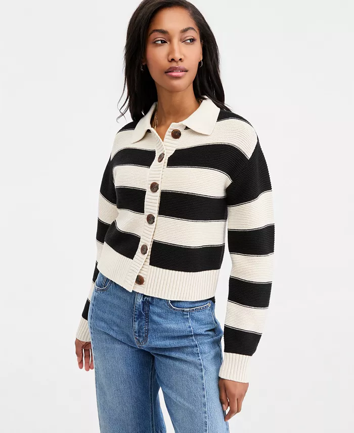 Women's Long Sleeve Bold Stripe Cardigan